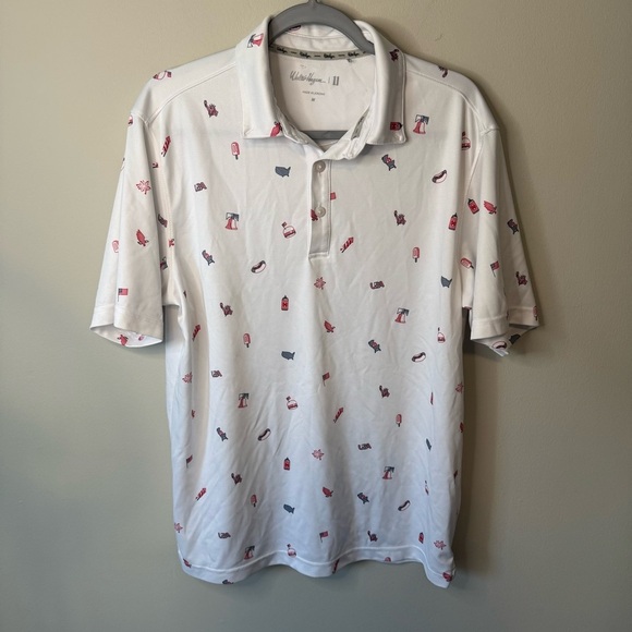 Walter Hagen White Polo Size M All Over Print America Theme USA - Picture 1 of 4
